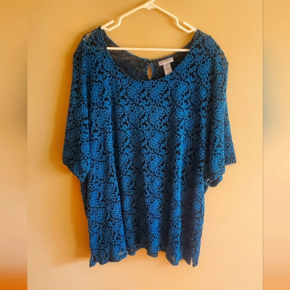 Turquoise And Black Blouse